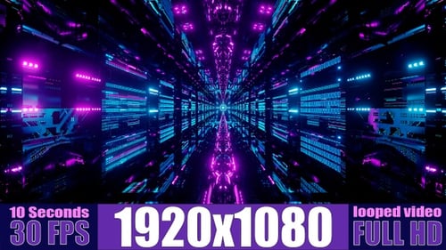 Futuristic Digital Tunnel Loop with Neon Lights