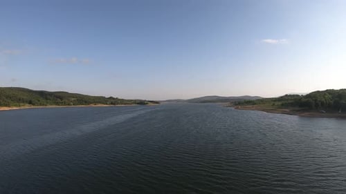 Aerial Blue Lake and Sky