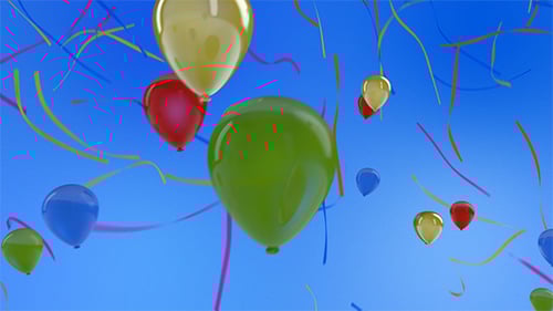 Colorful Balloons and Confetti Floating Up Celebration Animation