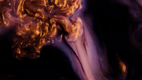 Violet Golden Abstract Ink Background