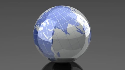 Animated Rotating Blue and White World Globe