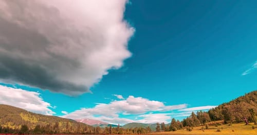 Mountain Meadow Timelapse at the Summer or Autumn Time