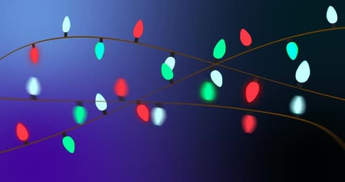 Animated Colorful Glowing Christmas Lightbulbs on Strings