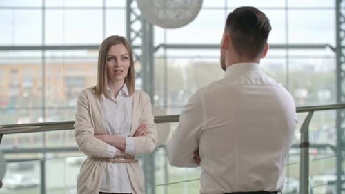 Beautiful Businesswoman Speaking With Colleague