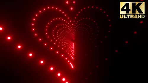 Animated Glowing Heart Tunnel Loop in Multiple Colors