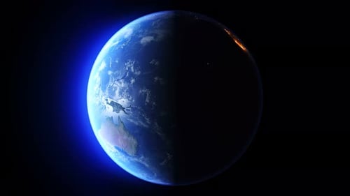 Blaue Erde Tag gegen Nacht Sonne aus Westen Seamless Loop