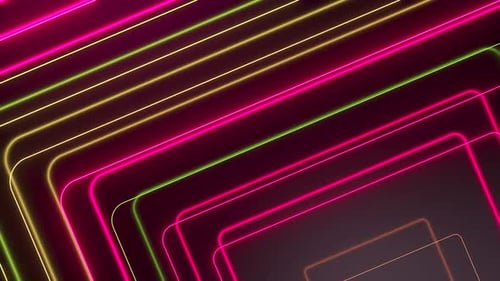 Rosa, amarelo brilhante, linhas de néon, tecnologia abstrata, fundo de movimento futurista