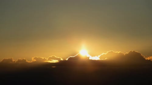 Spectacular Golden Sunrise Over Storm Wide Clouds Timelapse