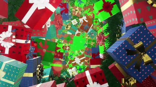 Christmas Gift Boxes Reveal Transition with Green Screen