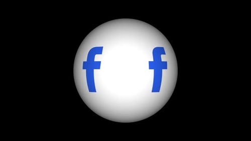 3D Facebook Logo Sphere Rotation on Black Background