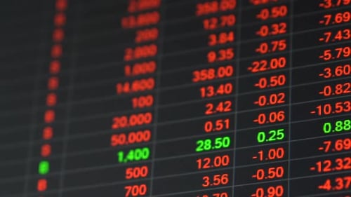 Stock market price board in economic crisis.