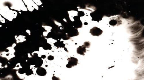 Abstract Black Ink Spreading on White Background