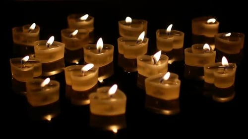 Heart Shaped Candles Glowing in the Dark