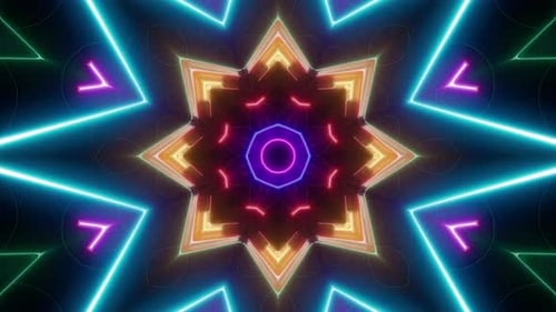 Multi Colored Light Beam Kaleidoscope Vj Background Loop 4K 01
