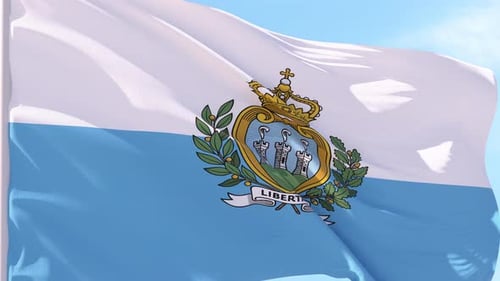 San Marino National Flag Waving Animation with Coat of Arms