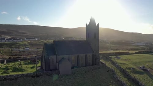 Aerial View of the Church of Ireland in Glencolumbkille Republic of Ireland