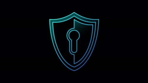 Cyber security and digital network protection symbol loop concept