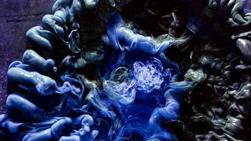 Abstract Blue and Black Ink Swirls