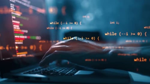 Una mano cercana al desarrollo de tecnologías de programación y codificación