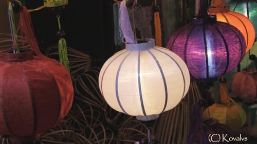 Colorful Decorative Lanterns in Close Up Shot