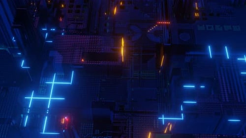 3d render gaming computer inside or data center or mining farm. Cryptocurrency mining concept