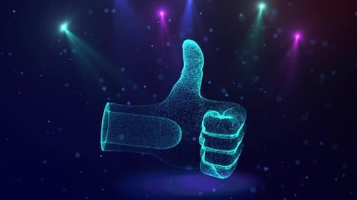 Futuristic Thumbs Up Particle Effect Like Animation