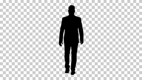 Silhouette Geschäftsmann zu Fuß, Alpha Channel