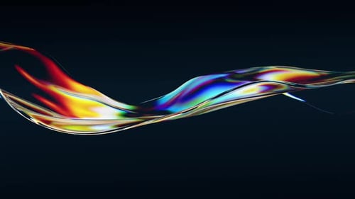 Abstract Shape with Colorful Reflections and Refractions on Dark Background