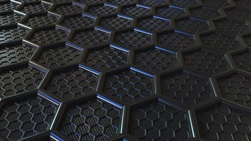 Animated Futuristic Metallic Hexagonal Grid Loop