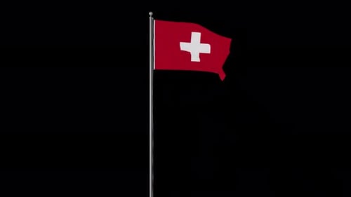 Switzerland National Flag Waving Seamless Loop Animation