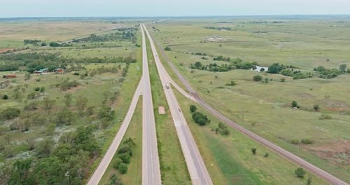Panoramic Aerial View Interstate 40 Highway with Texas USA