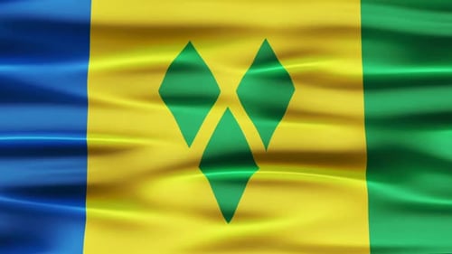 Waving Flag of Saint Vincent and the Grenadines