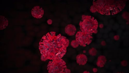 3D Red Virus Cells Medical Background Loop