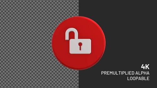 Cybersicherheit entsperren rotierendes schleifenfähiges Abzeichen mit Alpha-Kanal 4K