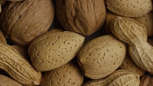 Close Up of Walnuts, Almonds and Peanuts