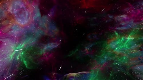 Cosmic Hyperspace Tunnel Flight with Nebula and Bright Light Reveal