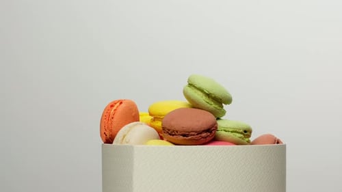Colorful Macarons in a Gift Box