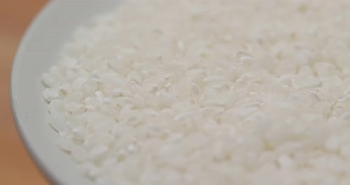 Uncooked white Japonica rice