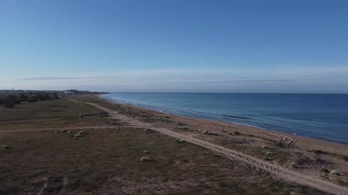 Deserted Beach and Blue Sea From Above