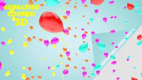 Bright Colorful Balloons Falling Animation