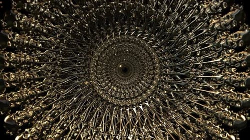 Golden Skull Bones Tunnel Looping Abstract Background