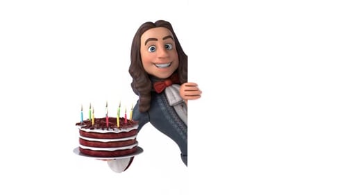 Animation 3D d'un homme de dessin animé en costume baroque historique