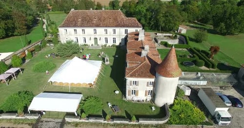 Aerial view of Bourbet Castle, France