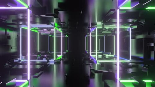 Abstract Neon Light Tunnel Loop Animation