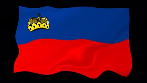 Liechtenstein Flag Waving Animation with Realistic Fabric