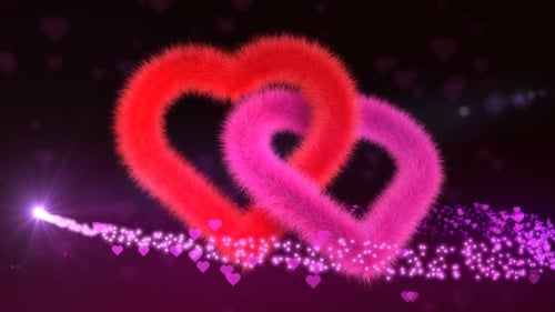 Furry Interlocking Red and Pink Hearts Love Background Animation