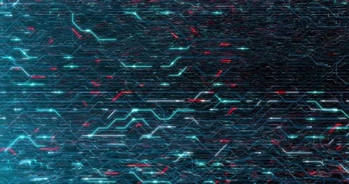 4K seamless loop abstract futuristic electronic circuit board.