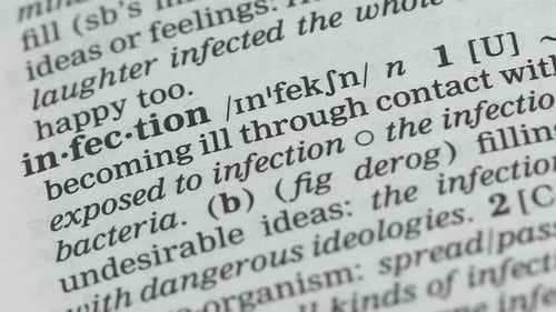 Close Up of the Word Infection in Dictionary