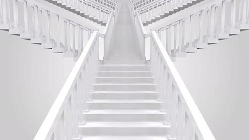 Clean Geometric White Stairs Abstract Motion Background