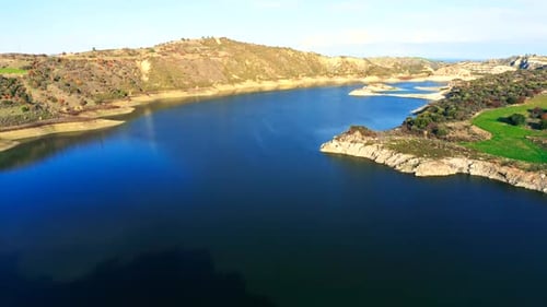 Lake Forest Mountains Field Water Green Summer View Sunset